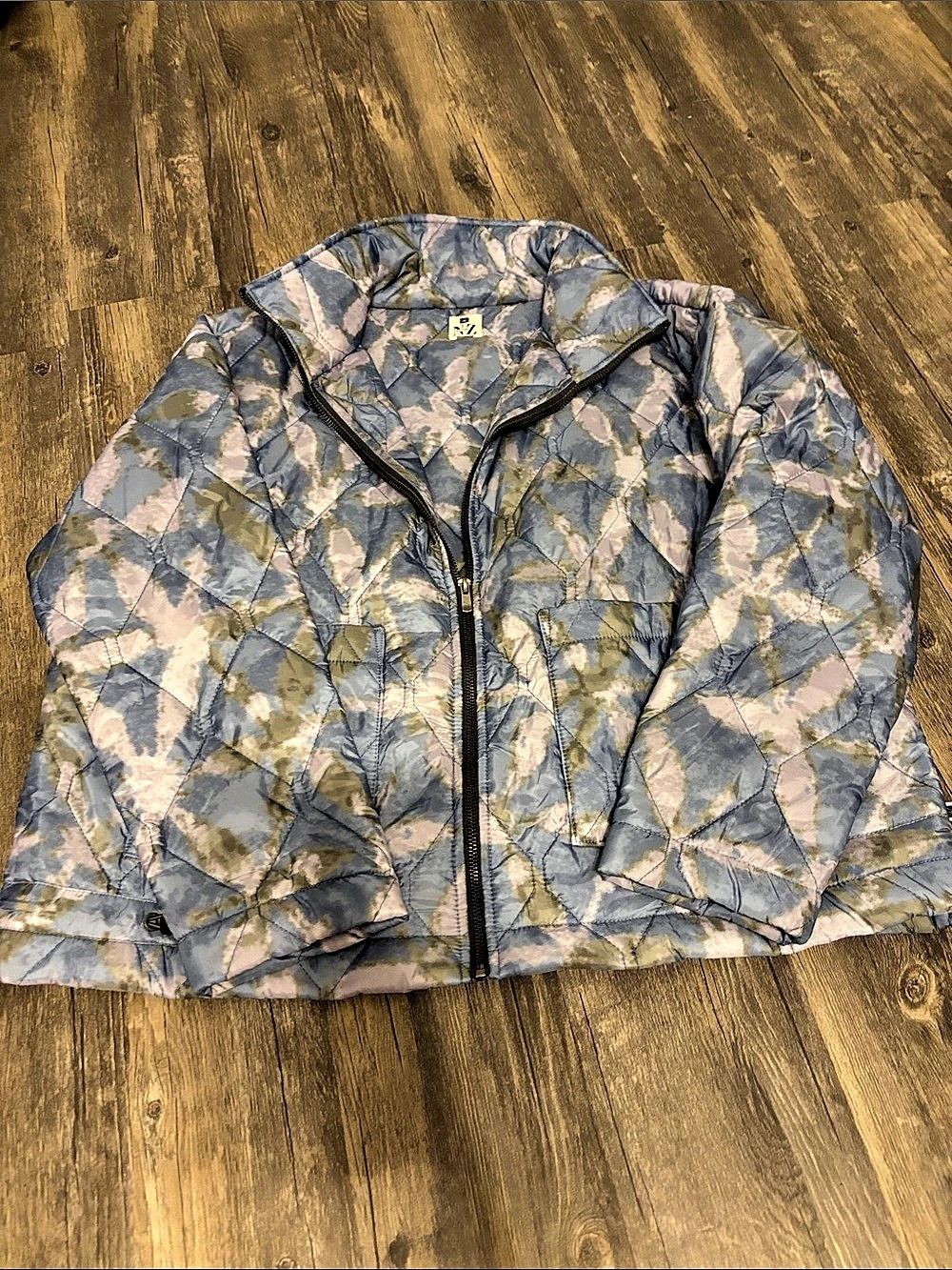 NY Active Women's Abstract Puffer Jacket Blue & Green Size XL